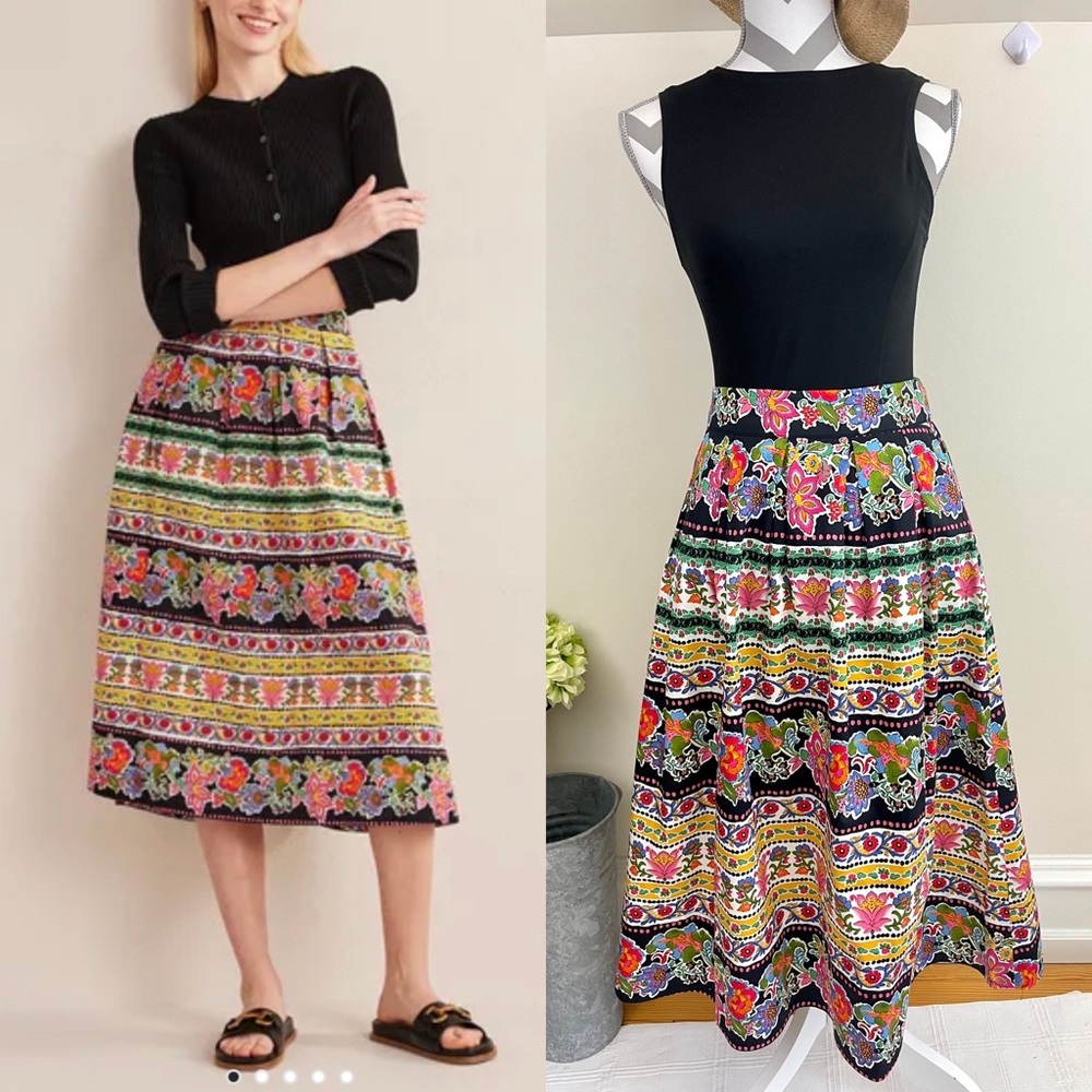 NWT, Boden Cotton Sateen Midi Skirt, Tapestry Stripe 🥰HP 9/20 🥳